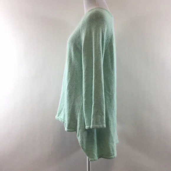 Go Along With ALU Green Knit Crewneck Sweater Womens Medium Split Open Back Soft - Picture 4 of 8